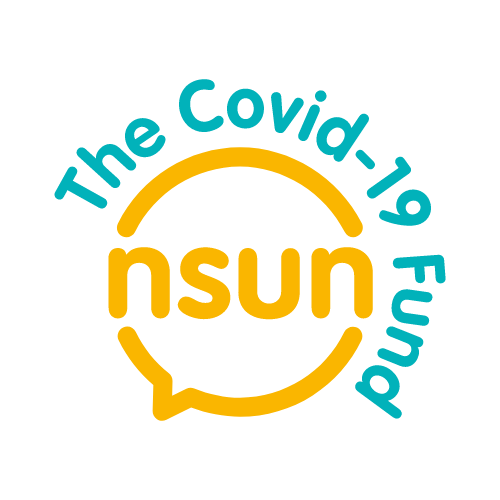 NSUN Covid-19 fund logo in yellow and blue