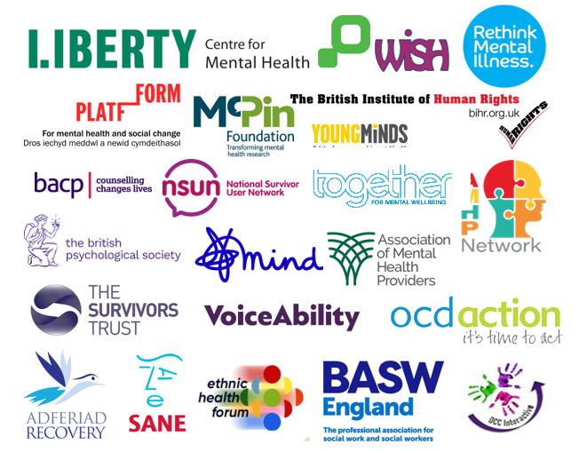 A collection of logos of organisations in the Mental Health Alliance who have signed this letter (listed above)