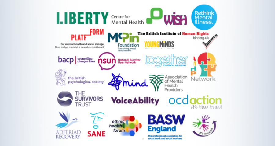 Collection of logos of organisational members of the mental health alliance