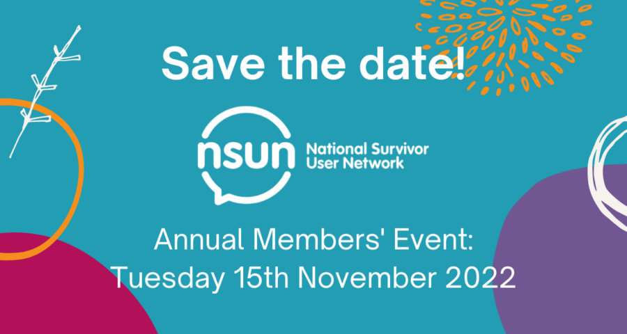 An image of text reading "Save the date! NSUN Annual Members' Event: Tuesday 15th November 2022"