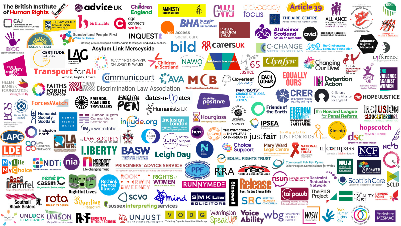 An image showing the logos of all the organisations who have signed BIHR's letter
