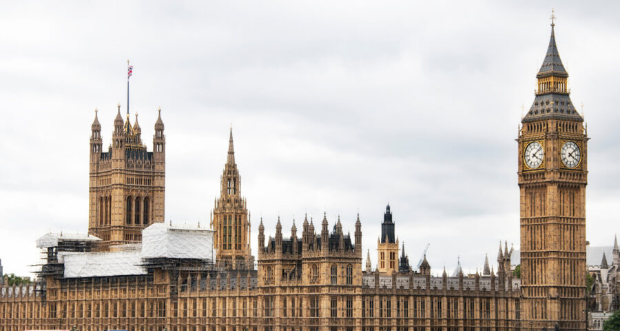 A photograph of the Houses of Parliament in London